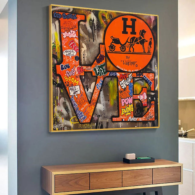 ChandelierDecor - Love Graffiti Orange Hermes Wall Art