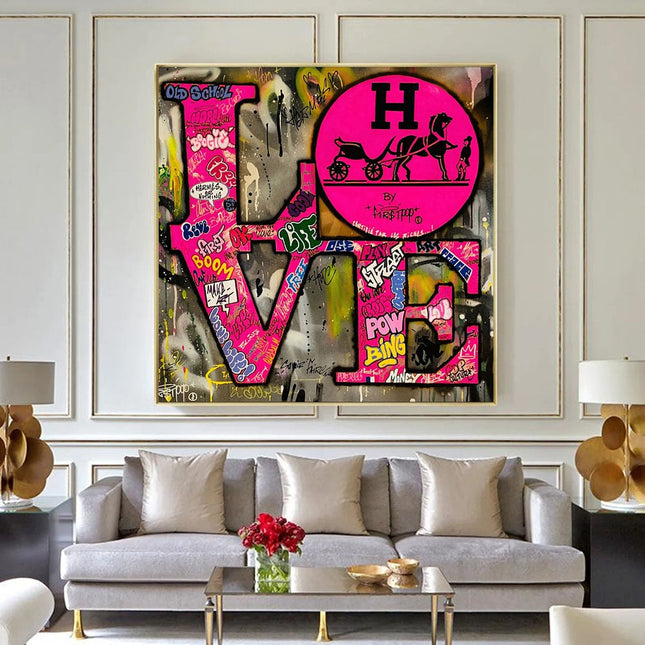 ChandelierDecor - Love Graffiti Pink Hermes Wall Art