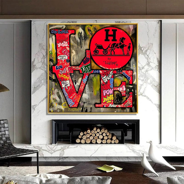 ChandelierDecor - Love Graffiti Red Hermes Wall Art