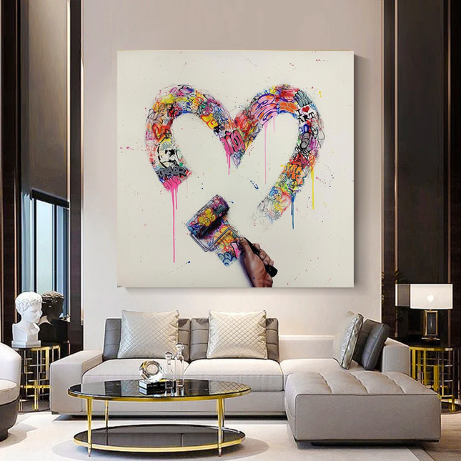 ChandelierDecor - Love Heart Graffiti Canvas Wall Art