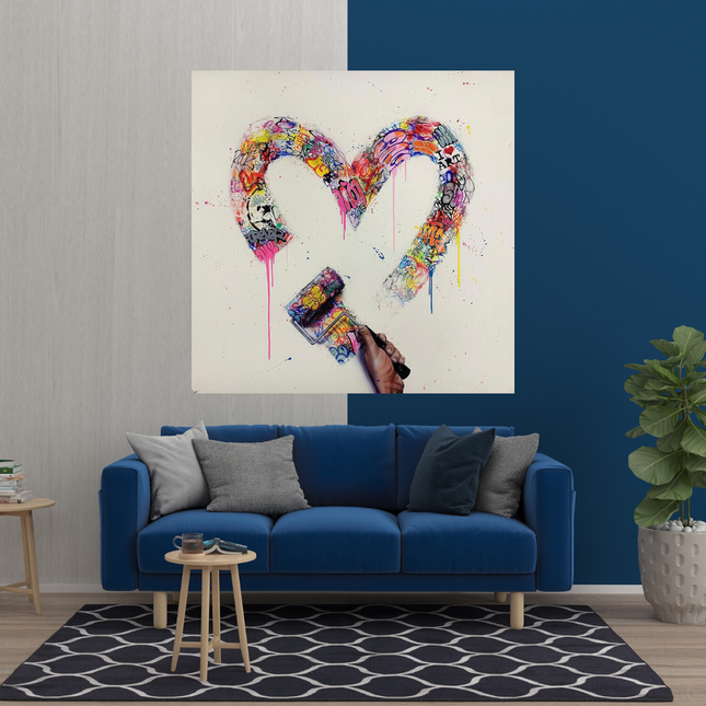 ChandelierDecor - Love Heart Graffiti Canvas Wall Art
