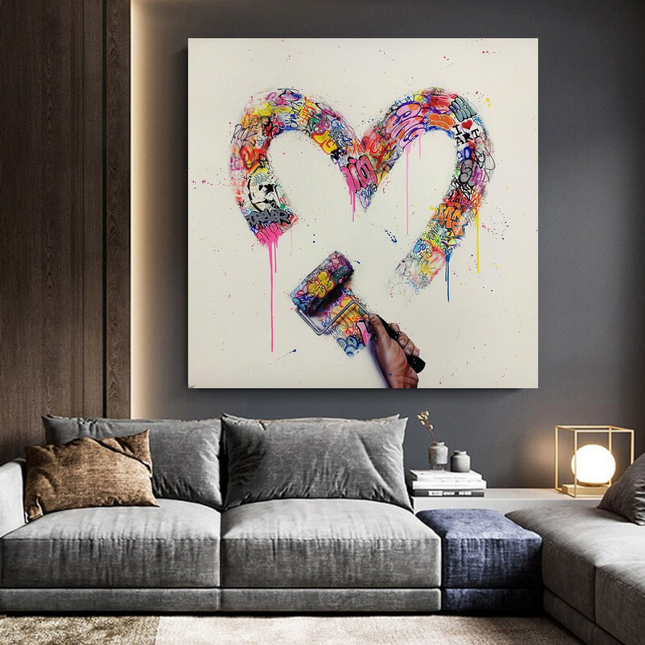 ChandelierDecor - Love Heart Graffiti Canvas Wall Art