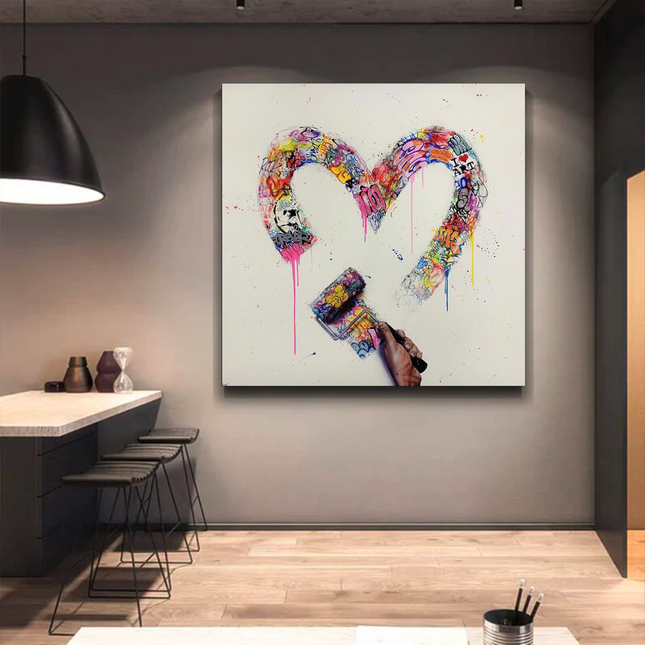 ChandelierDecor - Love Heart Graffiti Canvas Wall Art