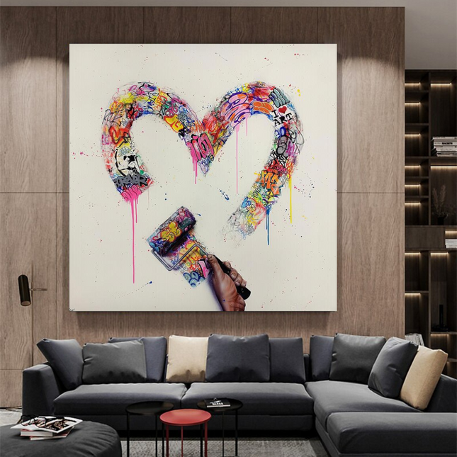 ChandelierDecor - Love Heart Graffiti Canvas Wall Art