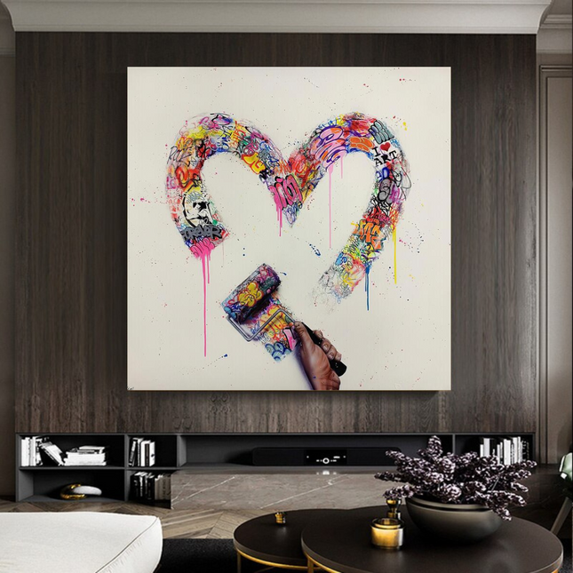 ChandelierDecor - Love Heart Graffiti Canvas Wall Art