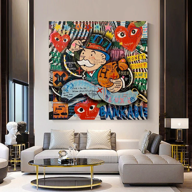 ChandelierDecor - Love Heart Monopoly Making Money Canvas Wall Art