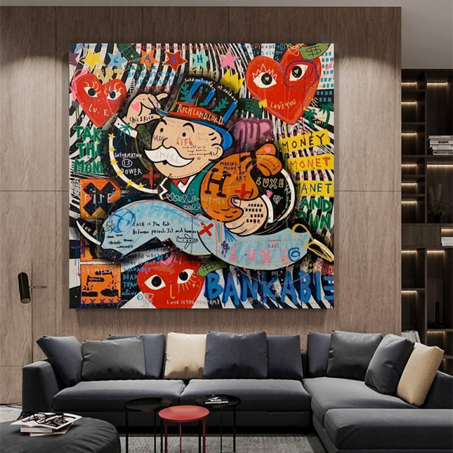 ChandelierDecor - Love Heart Monopoly Making Money Canvas Wall Art