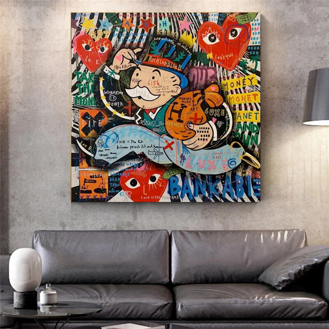 ChandelierDecor - Love Heart Monopoly Making Money Canvas Wall Art