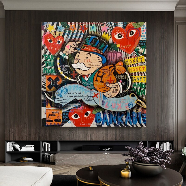 ChandelierDecor - Love Heart Monopoly Making Money Canvas Wall Art