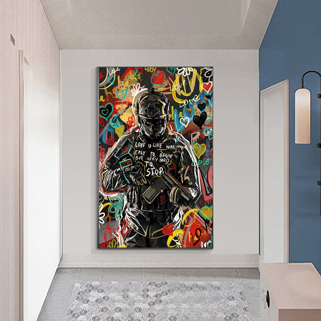 ChandelierDecor - Love Is Like War Sniper Abstract Pop Art