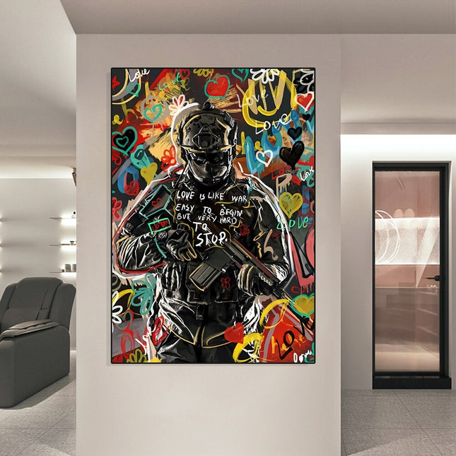 ChandelierDecor - Love Is Like War Sniper Abstract Pop Art