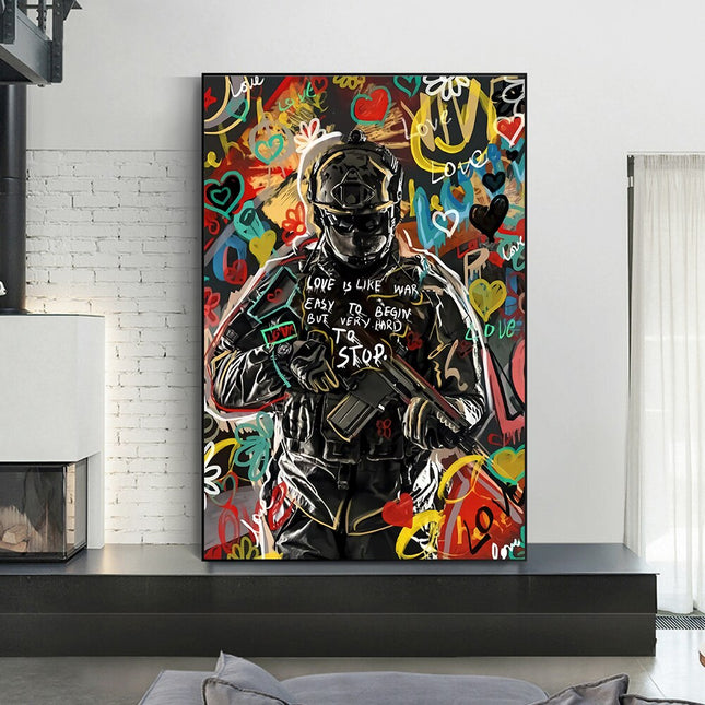 ChandelierDecor - Love Is Like War Sniper Abstract Pop Art