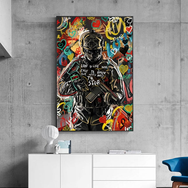 ChandelierDecor - Love Is Like War Sniper Abstract Pop Art