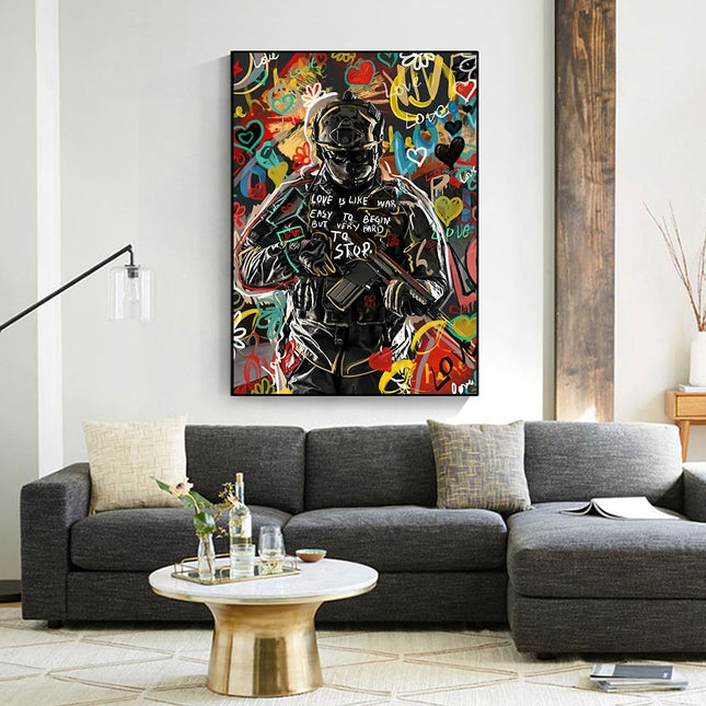 ChandelierDecor - Love Is Like War Sniper Abstract Pop Art