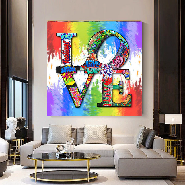 ChandelierDecor - Love Rainbow Graffiti Canvas Wall Art