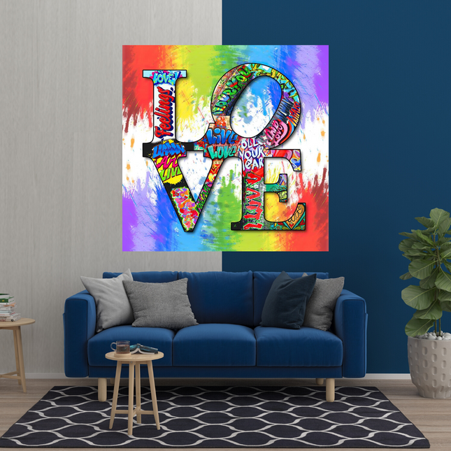 ChandelierDecor - Love Rainbow Graffiti Canvas Wall Art