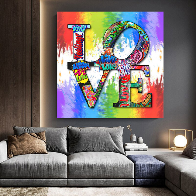 ChandelierDecor - Love Rainbow Graffiti Canvas Wall Art