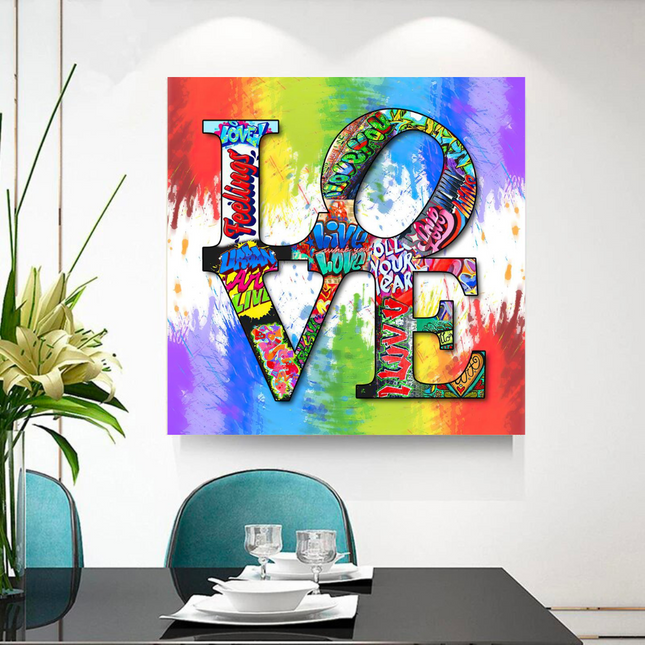 ChandelierDecor - Love Rainbow Graffiti Canvas Wall Art