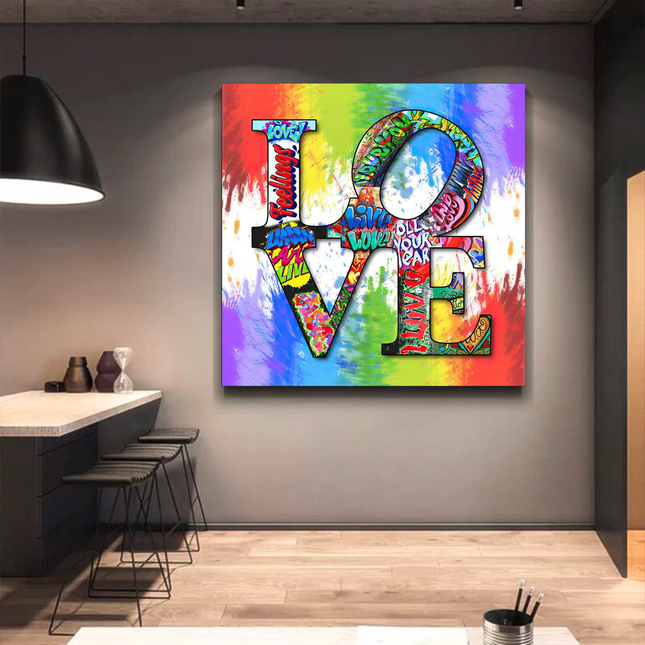 ChandelierDecor - Love Rainbow Graffiti Canvas Wall Art