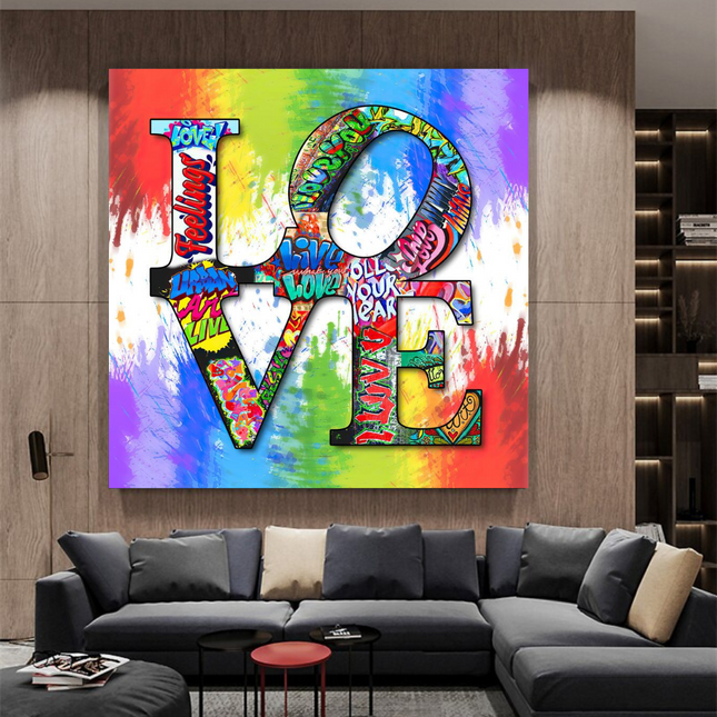 ChandelierDecor - Love Rainbow Graffiti Canvas Wall Art