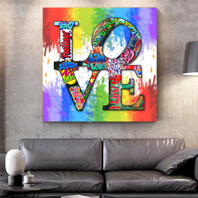 ChandelierDecor - Love Rainbow Graffiti Canvas Wall Art