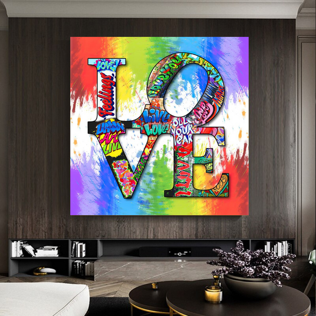 ChandelierDecor - Love Rainbow Graffiti Canvas Wall Art