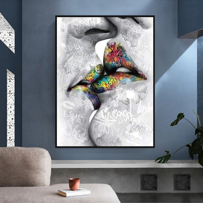 ChandelierDecor - Lovers Kiss, Lips Canvas Wall Art