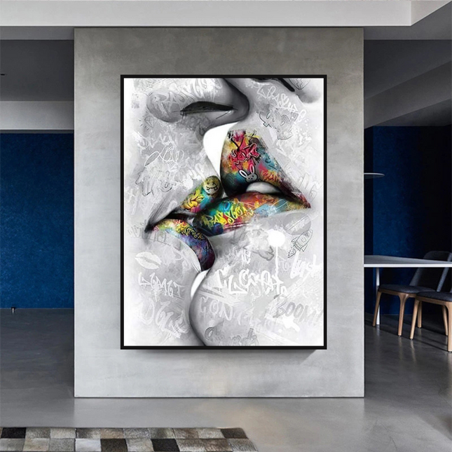 ChandelierDecor - Lovers Kiss, Lips Canvas Wall Art