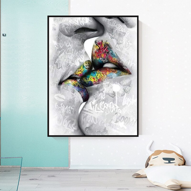 ChandelierDecor - Lovers Kiss, Lips Canvas Wall Art