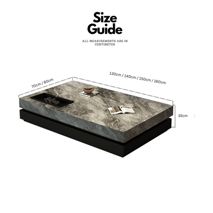 ChandelierDecor - Low Base Marble Coffee Table – Gloss Rectangular Modern Design