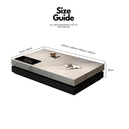 ChandelierDecor - Low Base Marble Coffee Table – Gloss Rectangular Modern Design