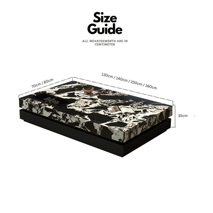 ChandelierDecor - Low Base Marble Coffee Table – Gloss Rectangular Modern Design
