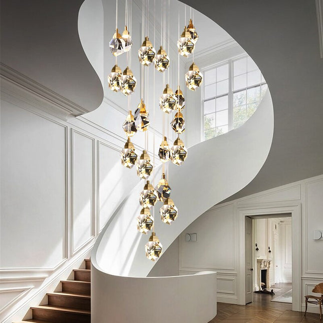 ChandelierDecor - Luxury Crystal Staircase Chandelier with LED Lights
