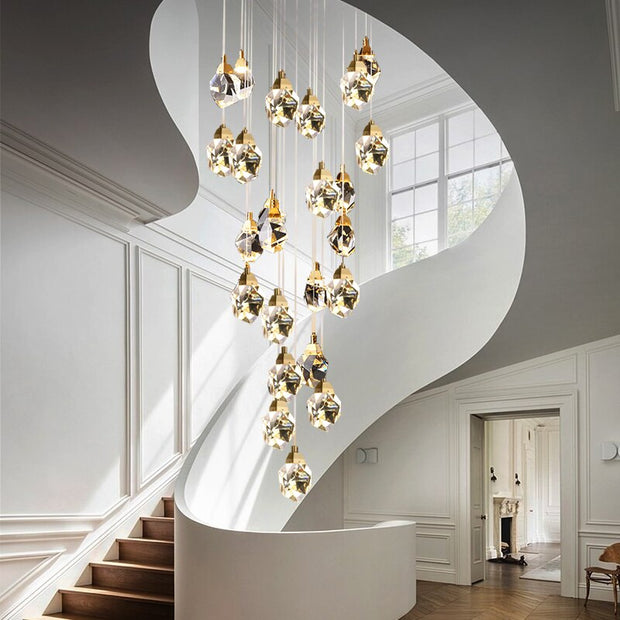 ChandelierDecor - Luxury Crystal Staircase Chandelier with LED Lights