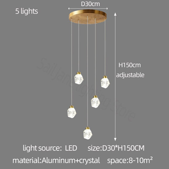 ChandelierDecor - Luxury Crystal Staircase Chandelier with LED Lights