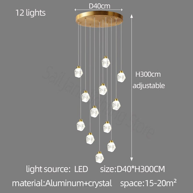 ChandelierDecor - Luxury Crystal Staircase Chandelier with LED Lights