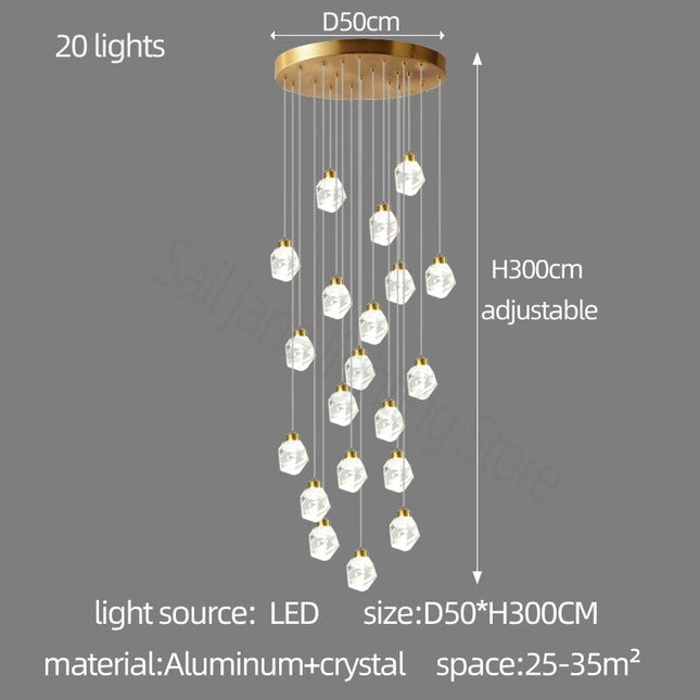 ChandelierDecor - Luxury Crystal Staircase Chandelier with LED Lights