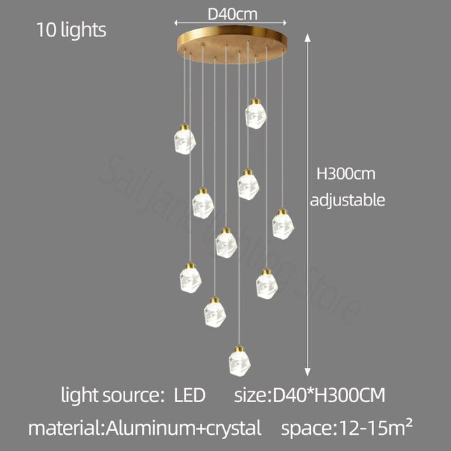 ChandelierDecor - Luxury Crystal Staircase Chandelier with LED Lights