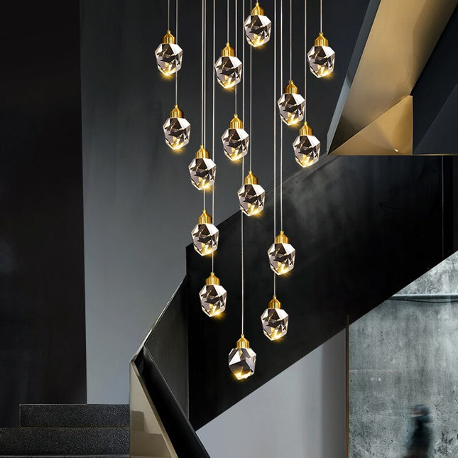 ChandelierDecor - Luxury Crystal Staircase Chandelier with LED Lights