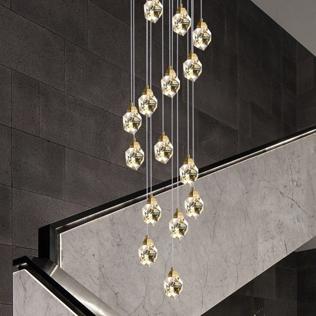 ChandelierDecor - Luxury Crystal Staircase Chandelier with LED Lights