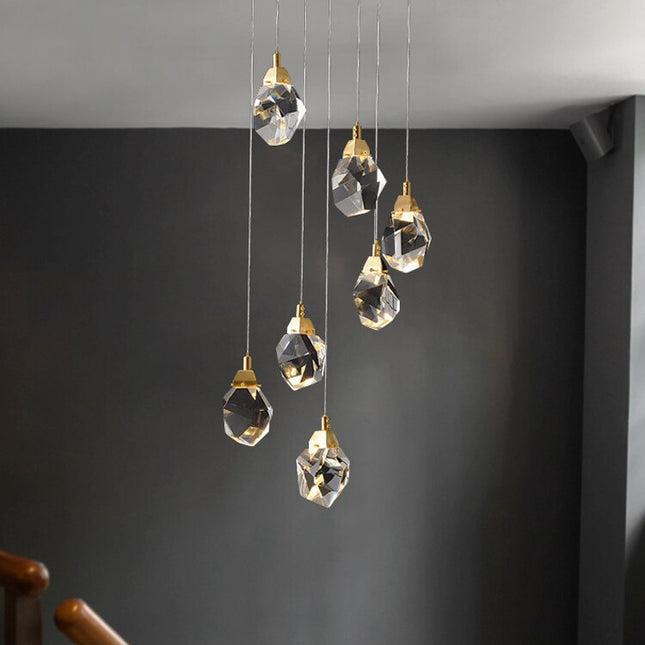 ChandelierDecor - Luxury Crystal Staircase Chandelier with LED Lights