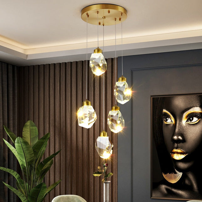ChandelierDecor - Luxury Crystal Staircase Chandelier with LED Lights