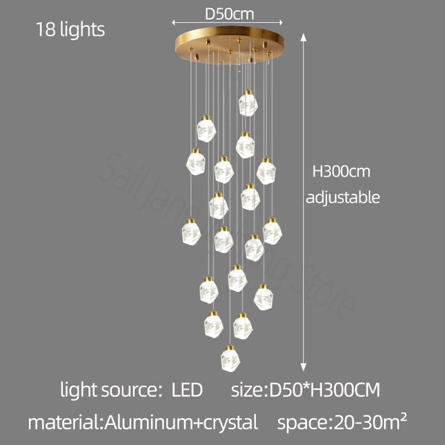 ChandelierDecor - Luxury Crystal Staircase Chandelier with LED Lights