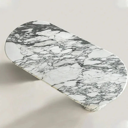 Luxury White Polished Finish Marble Dining Table Set-Dining Tables