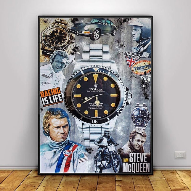 ChandelierDecor - Luxury Pop Art Canvas Print - Mcqueen Watch Painting for Home Decor