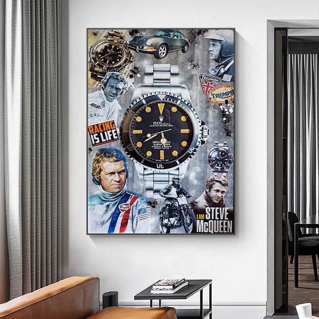 ChandelierDecor - Luxury Pop Art Canvas Print - Mcqueen Watch Painting for Home Decor