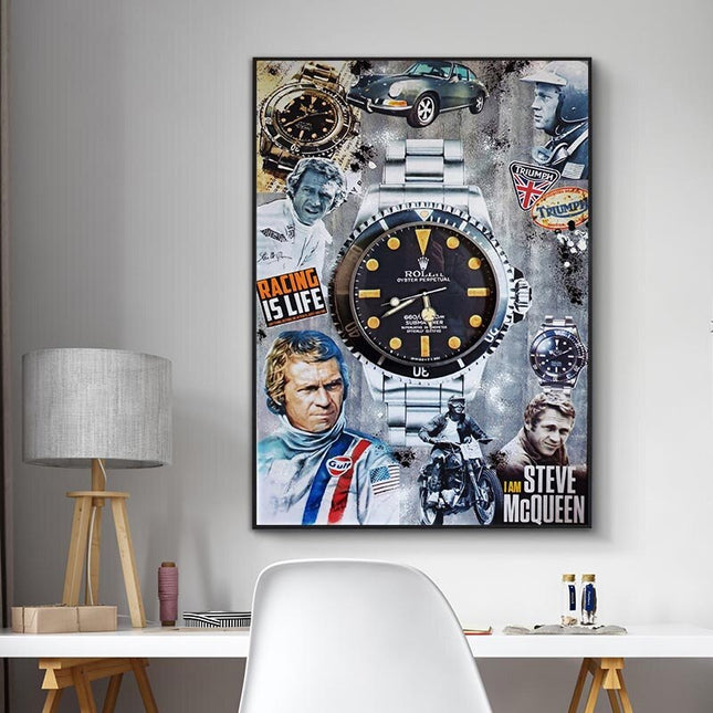 ChandelierDecor - Luxury Pop Art Canvas Print - Mcqueen Watch Painting for Home Decor
