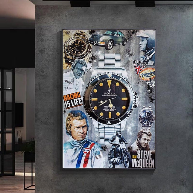 ChandelierDecor - Luxury Pop Art Canvas Print - Mcqueen Watch Painting for Home Decor