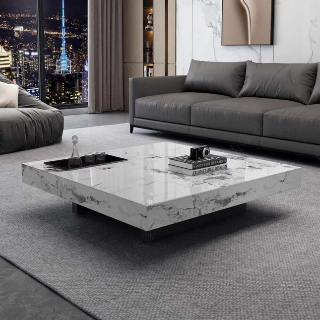 ChandelierDecor-Marble Gloss Coffee Table – Modern European & American Style