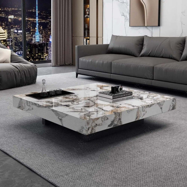 ChandelierDecor-Marble Gloss Coffee Table – Modern European & American Style